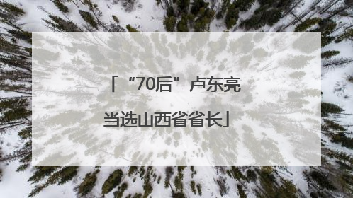 “70后”卢东亮当选山西省省长