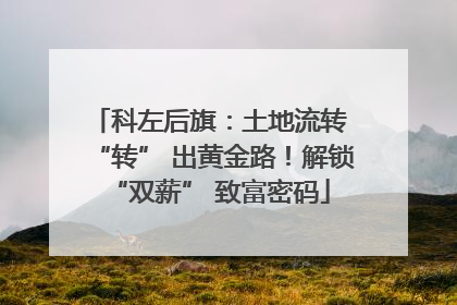 科左后旗：土地流转 “转” 出黄金路！解锁 “双薪” 致富密码