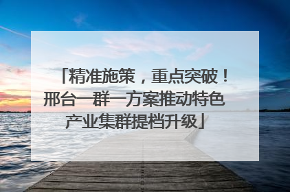 精准施策，重点突破！邢台一群一方案推动特色产业集群提档升级