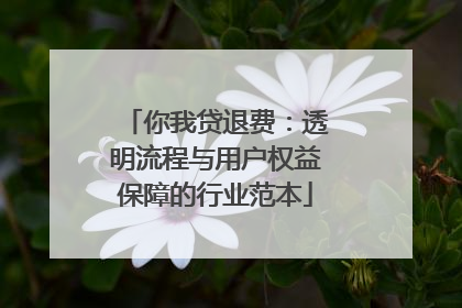 你我贷退费：透明流程与用户权益保障的行业范本