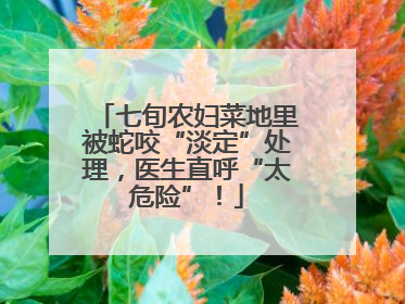 七旬农妇菜地里被蛇咬“淡定”处理，医生直呼“太危险”！