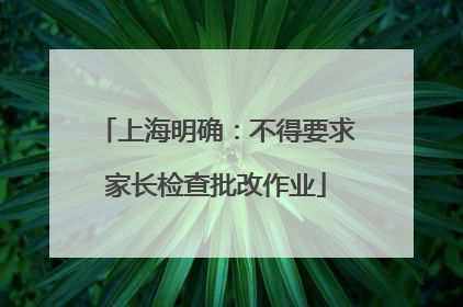 上海明确：不得要求家长检查批改作业