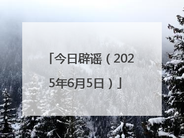 今日辟谣（2025年6月5日）
