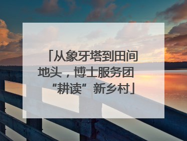 从象牙塔到田间地头，博士服务团“耕读”新乡村