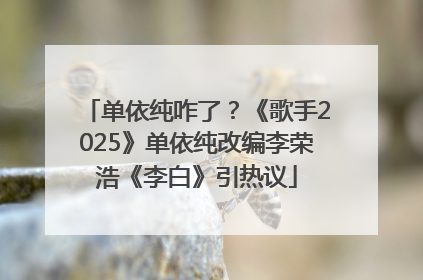 单依纯咋了？《歌手2025》单依纯改编李荣浩《李白》引热议