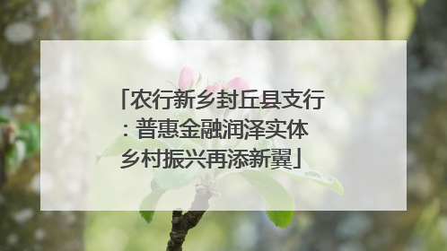 农行新乡封丘县支行：普惠金融润泽实体 乡村振兴再添新翼