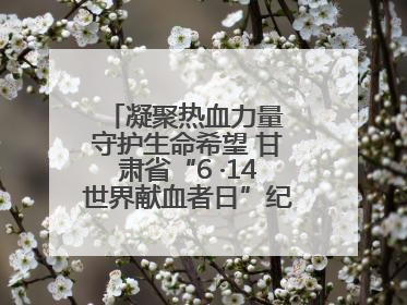 凝聚热血力量 守护生命希望 甘肃省“6 ·14世界献血者日”纪念活动在兰举行