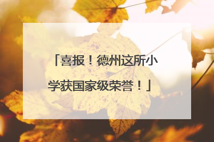 喜报！德州这所小学获国家级荣誉！
