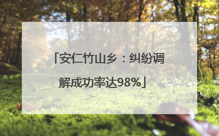 安仁竹山乡：纠纷调解成功率达98%