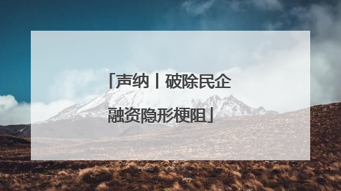 声纳丨破除民企融资隐形梗阻