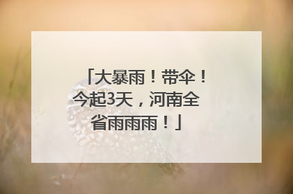 大暴雨！带伞！今起3天，河南全省雨雨雨！