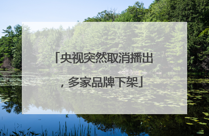 央视突然取消播出，多家品牌下架