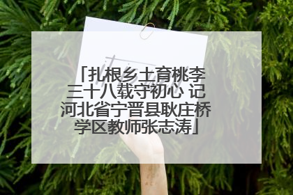 扎根乡土育桃李 三十八载守初心 记河北省宁晋县耿庄桥学区教师张志涛