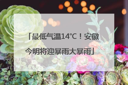 最低气温14℃！安徽今明将迎暴雨大暴雨