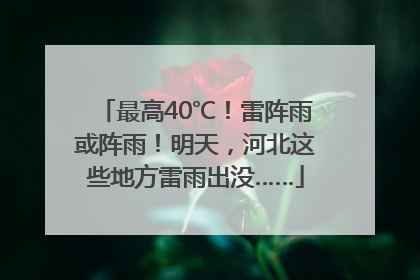 最高40℃！雷阵雨或阵雨！明天，河北这些地方雷雨出没……
