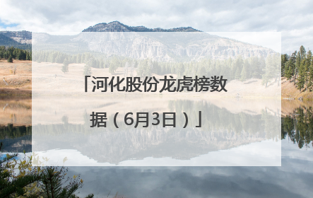 河化股份龙虎榜数据（6月3日）