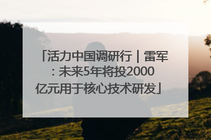 活力中国调研行｜雷军：未来5年将投2000亿元用于核心技术研发