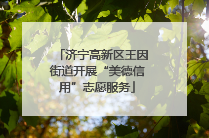 济宁高新区王因街道开展“美德信用”志愿服务
