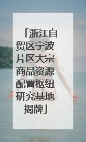 浙江自贸区宁波片区大宗商品资源配置枢纽研究基地揭牌