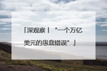 深观察丨“一个万亿美元的愚蠢错误”