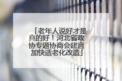 老年人说好才是真的好！河北省政协专题协商会建言加快适老化改造
