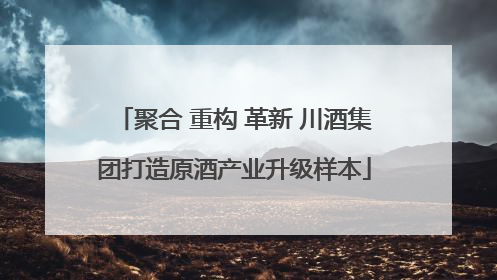 聚合 重构 革新 川酒集团打造原酒产业升级样本