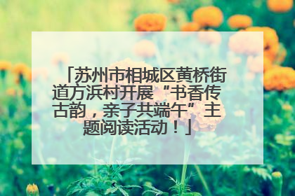 苏州市相城区黄桥街道方浜村开展“书香传古韵，亲子共端午”主题阅读活动！