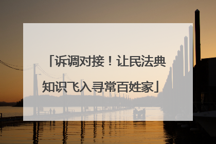 诉调对接！让民法典知识飞入寻常百姓家
