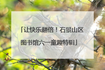 让快乐翻倍！石景山区图书馆六一童趣特辑