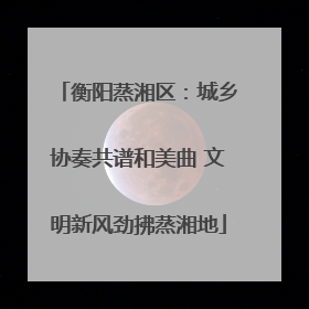 衡阳蒸湘区：城乡协奏共谱和美曲 文明新风劲拂蒸湘地