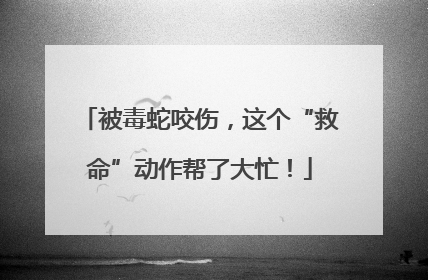 被毒蛇咬伤，这个“救命”动作帮了大忙！