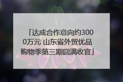 达成合作意向约3000万元 山东省外贸优品购物季第三期圆满收官