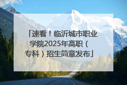 速看！临沂城市职业学院2025年高职（专科）招生简章发布