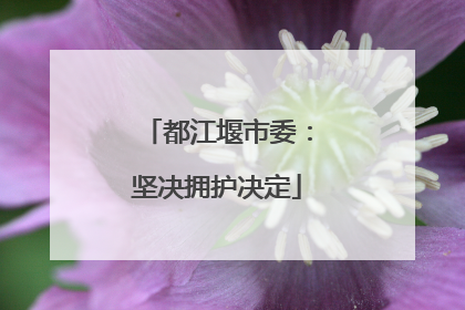 都江堰市委：坚决拥护决定