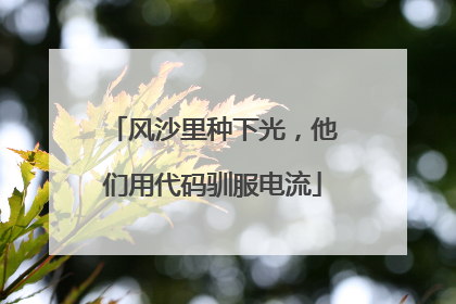 风沙里种下光，他们用代码驯服电流