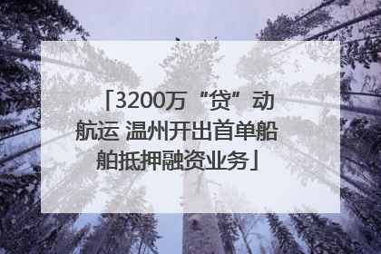 3200万“贷”动航运 温州开出首单船舶抵押融资业务